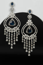 Load image into Gallery viewer, Celeste: Blue Stone American Diamond Earrings