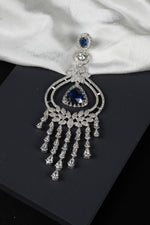 Load image into Gallery viewer, Celeste: Blue Stone American Diamond Earrings