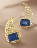 Load image into Gallery viewer, Office wear earrings, work wear earrings, 9 to 5 earrings, celebration look earrings, everyday wear earrings, dailywear earrings, gold plated earrings, stud earrings, semi-precious stone earrings