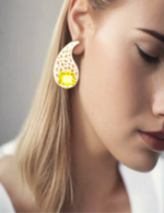 Load image into Gallery viewer, Office wear earrings, work wear earrings, 9 to 5 earrings, celebration look earrings, everyday wear earrings, dailywear earrings, gold plated earrings, stud earrings, semi-precious stone earrings