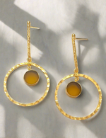 Load image into Gallery viewer, Office wear earrings, work wear earrings, 9 to 5 earrings, small celebration look earrings, everyday wear earrings, daily-wear earrings, gold plated earrings, stud earrings, semi-precious stone earrings, hoop earrings