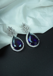 Aurora: American Diamond Blue Stone Drop Earrings