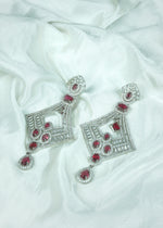 Load image into Gallery viewer, Monica: Red Stone American Diamond Earrings
