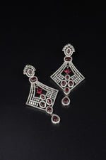 Load image into Gallery viewer, Monica: Red Stone American Diamond Earrings
