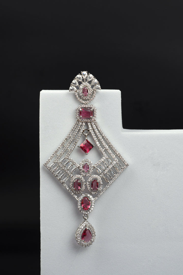Monica: Red Stone American Diamond Earrings