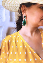Load image into Gallery viewer, Verdora: Emerald Green Drop Earrings
