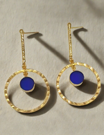 Load image into Gallery viewer, Office wear earrings, work wear earrings, 9 to 5 earrings, small celebration look earrings, everyday wear earrings, daily-wear earrings, gold plated earrings, stud earrings, semi-precious stone earrings, hoop earrings
