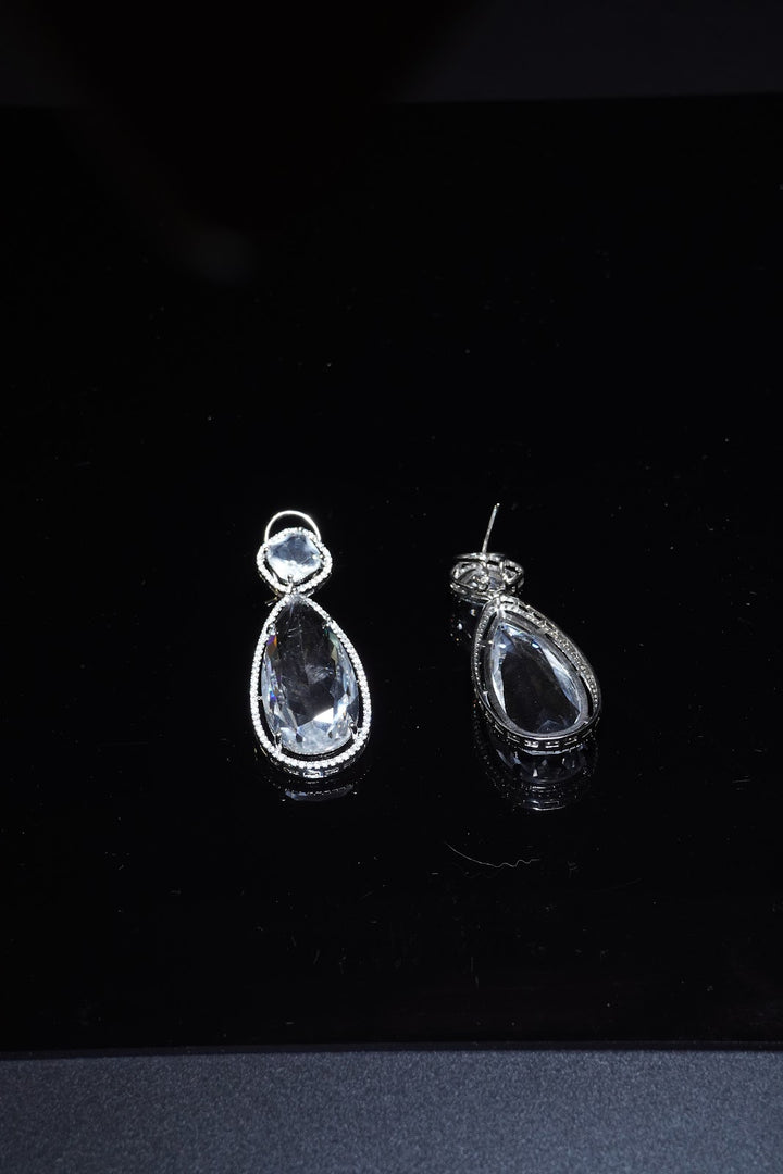 Moonlight Sparkle: White Stone American Diamond Earrings